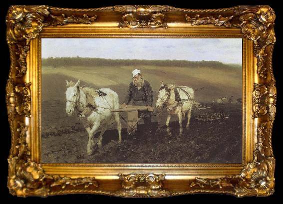 framed  Ilya Repin A Ploughman,Leo Tolstoy Ploughing, ta009-2